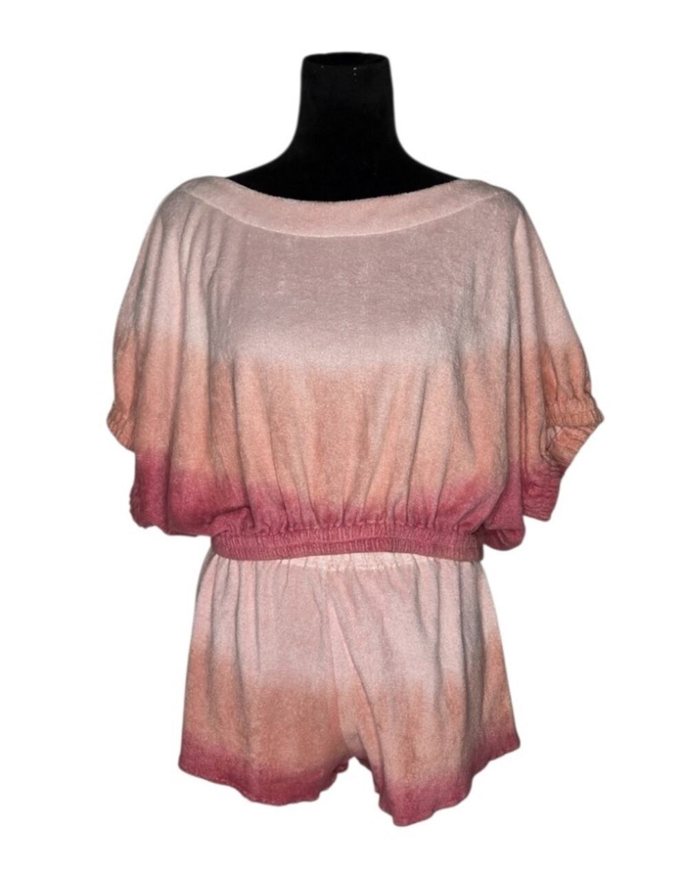 Florabella Revolve Ombre Terry Cloth 2 Piece Top Shorts Set Resortwear S M/L